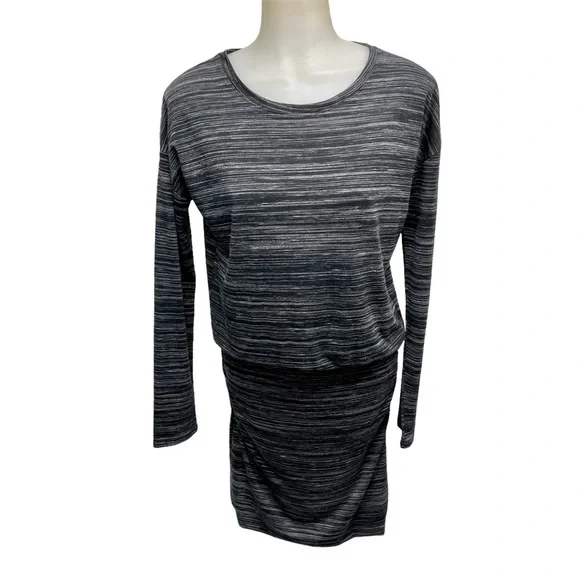 ATHLETA Dress Topanga Stretch Ruched Sides Long Sleeves Black Heather Gr… - Picture 8 of 13